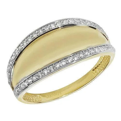 Ladies Gold Wedding Band, 9k Yellow Gold Hallmarked Ladies Cubic Zirconia CZ Ring, Gifts for Her - Sarraf Jewellers