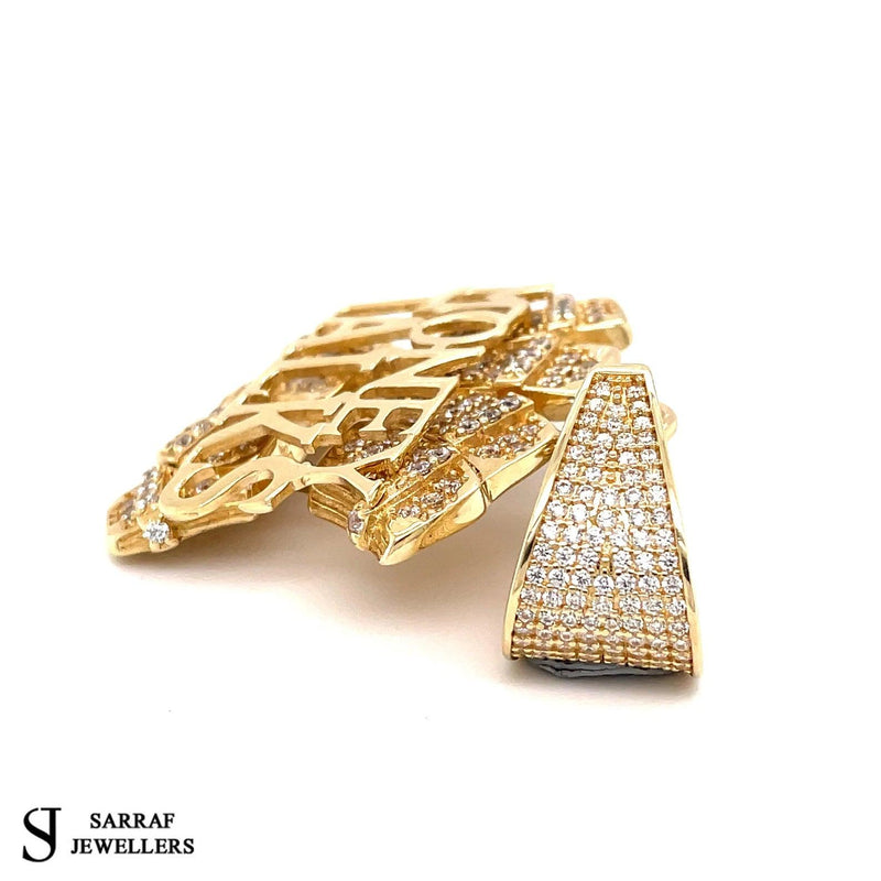 Money Talks Mens Pendant, Custom Pendant, Gold Pendant Men, 9ct Yellow Gold Pendant Shiny Bling Rapper - Sarraf Jewellers