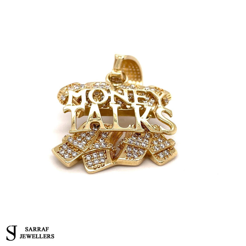 Money Talks Mens Pendant, Custom Pendant, Gold Pendant Men, 9ct Yellow Gold Pendant Shiny Bling Rapper - Sarraf Jewellers