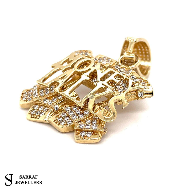 Money Talks Mens Pendant, Custom Pendant, Gold Pendant Men, 9ct Yellow Gold Pendant Shiny Bling Rapper - Sarraf Jewellers