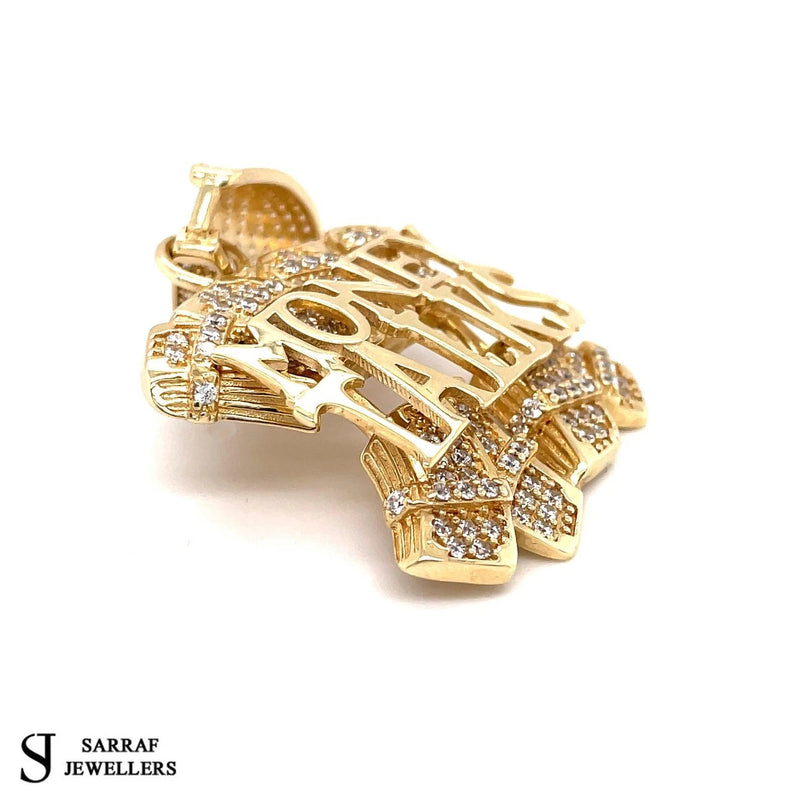 Money Talks Mens Pendant, Custom Pendant, Gold Pendant Men, 9ct Yellow Gold Pendant Shiny Bling Rapper - Sarraf Jewellers