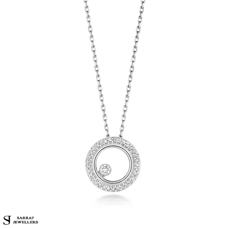 Diamond Circle Necklace 9ct Yellow Rose White Gold Circle Necklace Circle Pendant Necklace for Women - Sarraf Jewellers