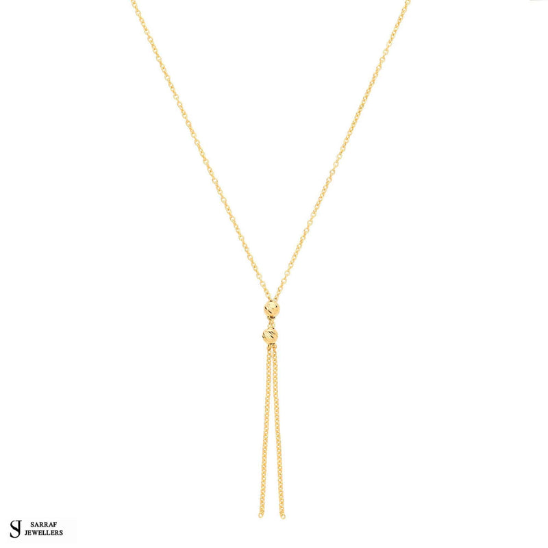 9ct Yellow Gold Drop Necklet, Gold Chain Necklace Circle Shaped for Ladies - Sarraf Jewellers