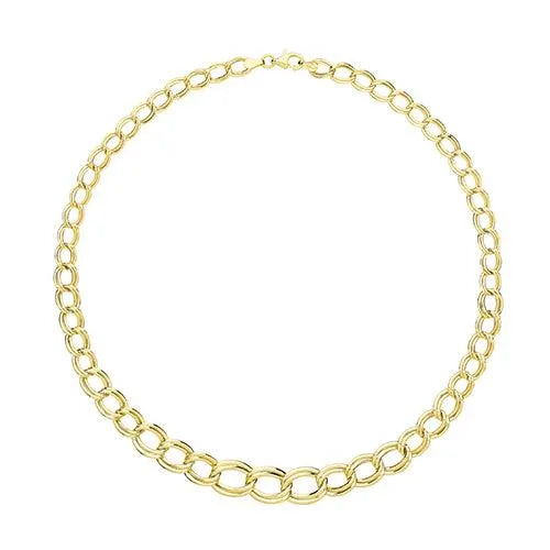 9ct Yellow Gold Oval Open Double Link Necklet & Bracelet Set 17" & 7.5" NEW - Sarraf Jewellers