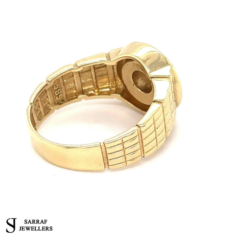 Onyx Cz Heavy Men's Gents Solid 14Ct 14K Yellow Gold Ring 585 Brand New 7.9gr - Sarraf Jewellers