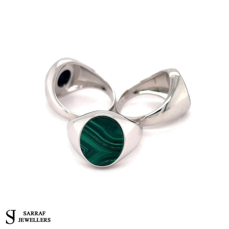 Oval Onyx Ring, Malachite Ring, Lapis Lazuli Ring, Solid 925 Sterling Silver Men's Oval Black, Blue, Green, Signet Ring - Sarraf Jewellers