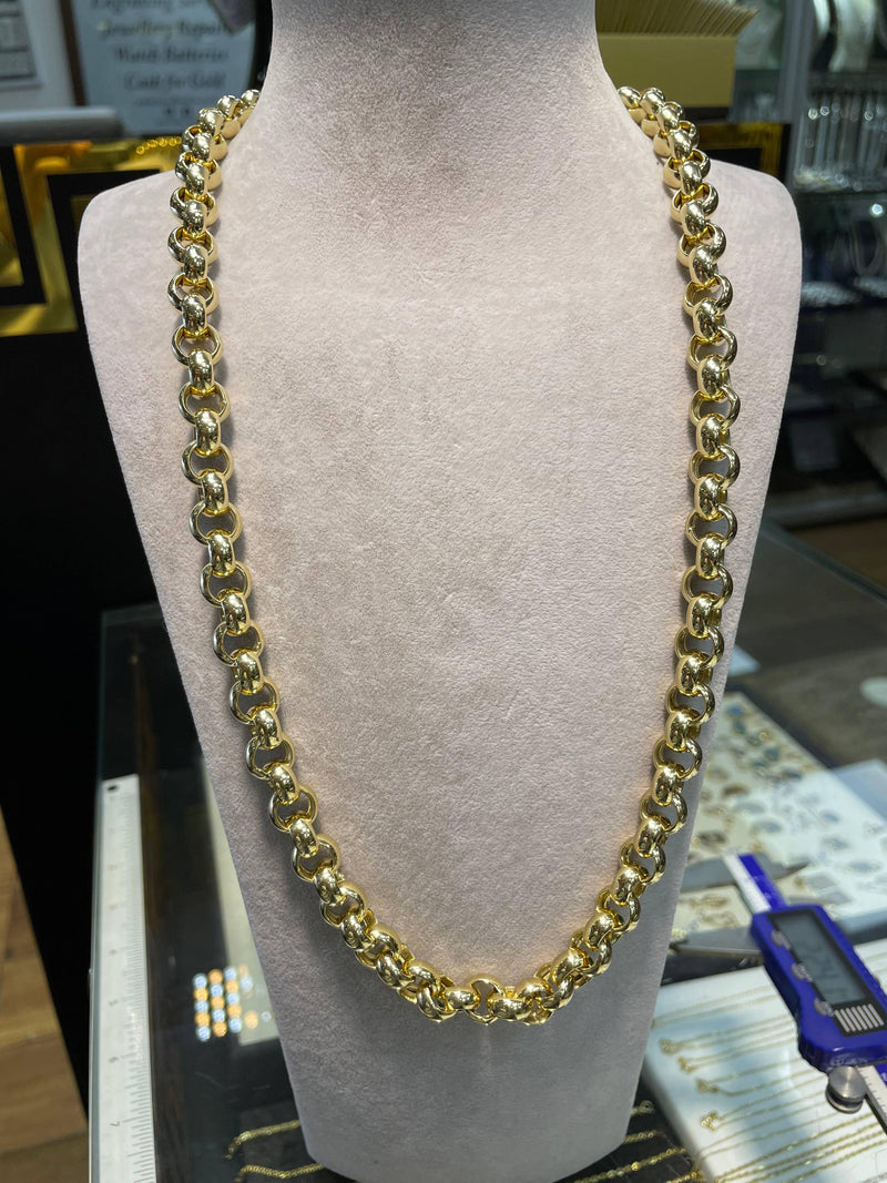 Plain Gold BELCHER 14CT 585 YELLOW GOLD Chain SOLID Necklace - Sarraf Jewellers