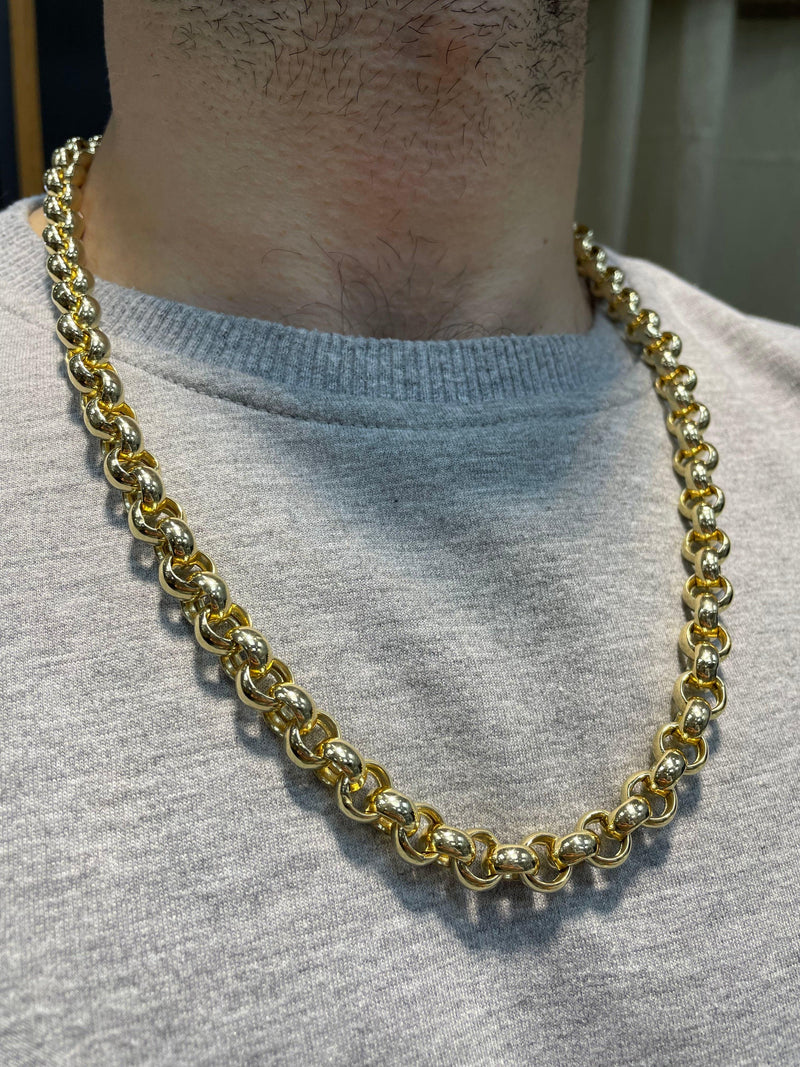 Plain Gold BELCHER 14CT 585 YELLOW GOLD Chain SOLID Necklace - Sarraf Jewellers