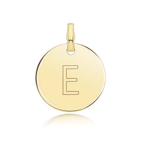 Round Plain Initial Letter Pendant, 9ct Solid Gold Pendant For Necklace, Inital Charm, A to Z, 375 Stamped, 9 Carat Gold Pendant - Sarraf Jewellers