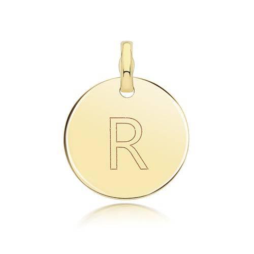 Round Plain Initial Letter Pendant, 9ct Solid Gold Pendant For Necklace, Inital Charm, A to Z, 375 Stamped, 9 Carat Gold Pendant - Sarraf Jewellers