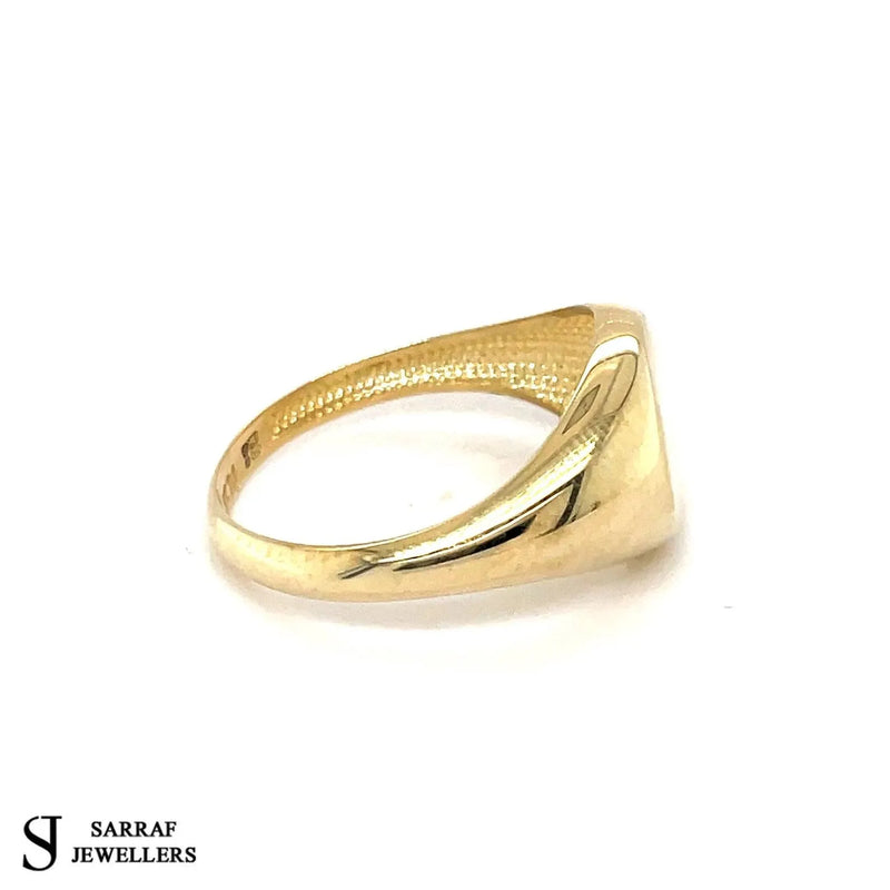 Signet Ring, Gold Ring, Genuine Solid Gold Ring, 9ct Yellow Gold, 10mm Men's Woman Ring, Round, Pinky Ring - Sarraf Jewellers