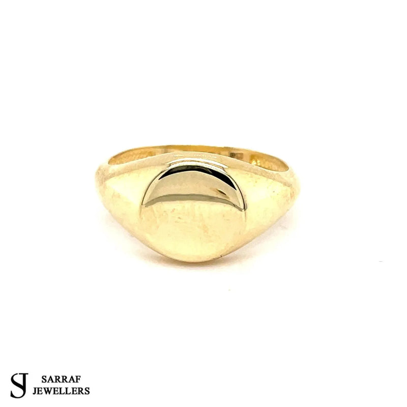 Signet Ring, Gold Ring, Genuine Solid Gold Ring, 9ct Yellow Gold, 10mm Men's Woman Ring, Round, Pinky Ring - Sarraf Jewellers