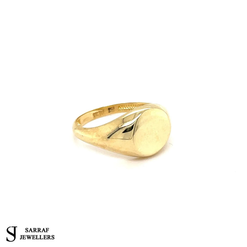 Signet Ring, Gold Ring, Genuine Solid Gold Ring, 9ct Yellow Gold, 10mm Men's Woman Ring, Round, Pinky Ring - Sarraf Jewellers