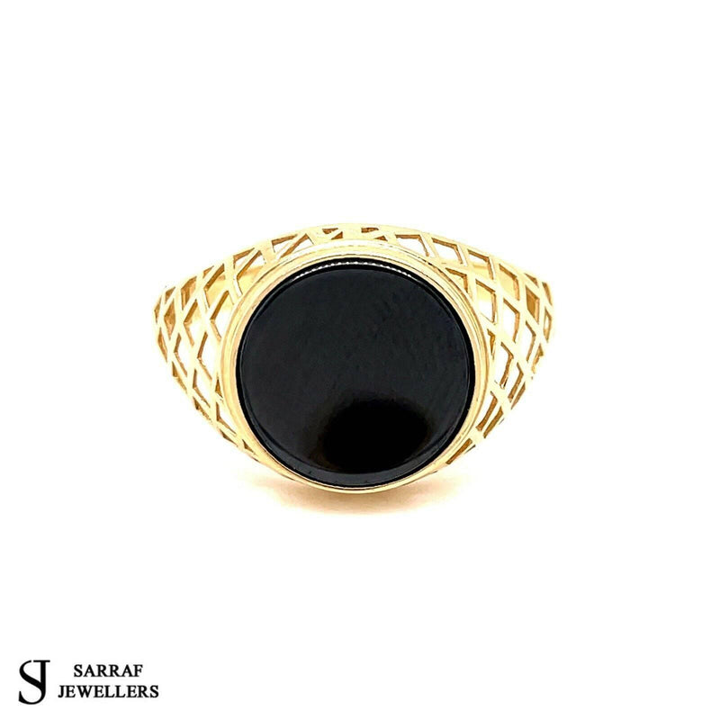 Solid Genuine 14ct Gold Gents Oval Onyx Signet Ring Brand New 4.8gr 585 - Sarraf Jewellers