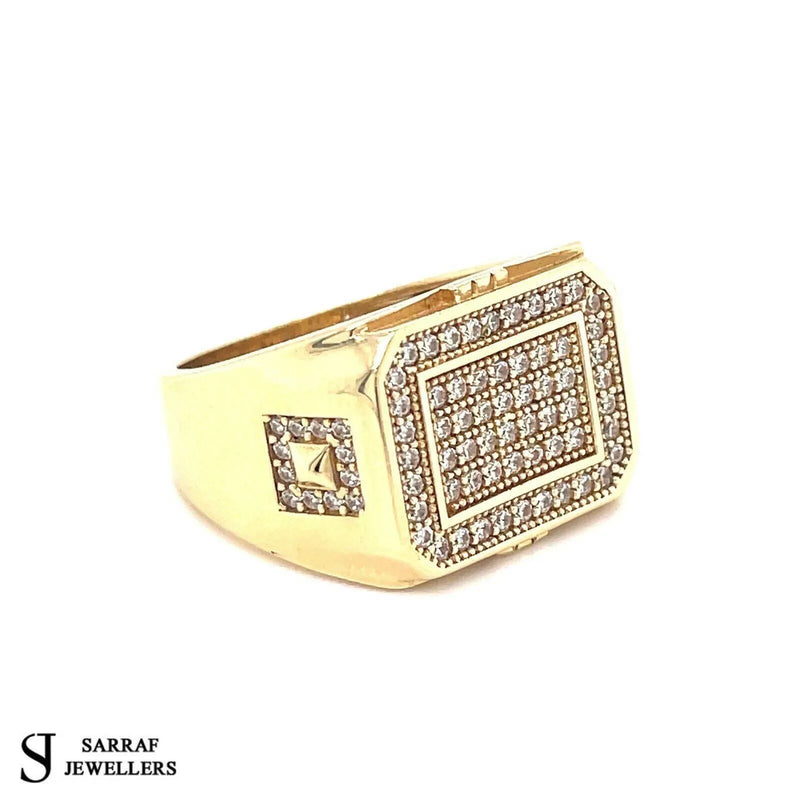 Square Men's Gents Solid 14Ct 14K Yellow Gold Ring 585 Brand New 10.70gr Pinky - Sarraf Jewellers