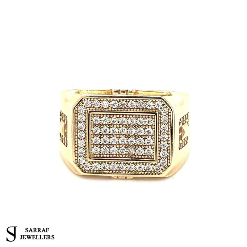 Square Men's Gents Solid 14Ct 14K Yellow Gold Ring 585 Brand New 10.70gr Pinky - Sarraf Jewellers