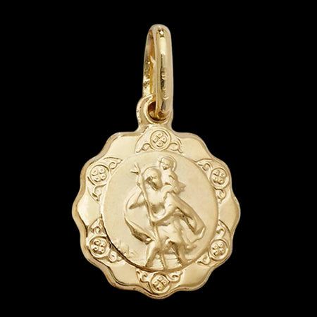 St Christopher Pendant, 9ct St Christopher Medallion Charm Pendant, 375 Hallmarked, Small-Medium-Large - Sarraf Jewellers