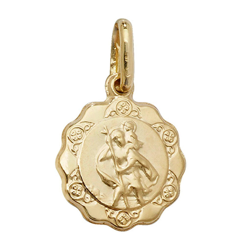 St Christopher Pendant, 9ct St Christopher Medallion Charm Pendant, 375 Hallmarked, Small-Medium-Large - Sarraf Jewellers