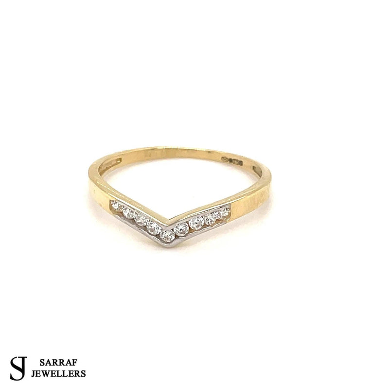 Wishbone Eternity Ring, 9ct Yellow Gold Ring, Stacking Ring, Chevron Ring, Minimalist Ring - Sarraf Jewellers